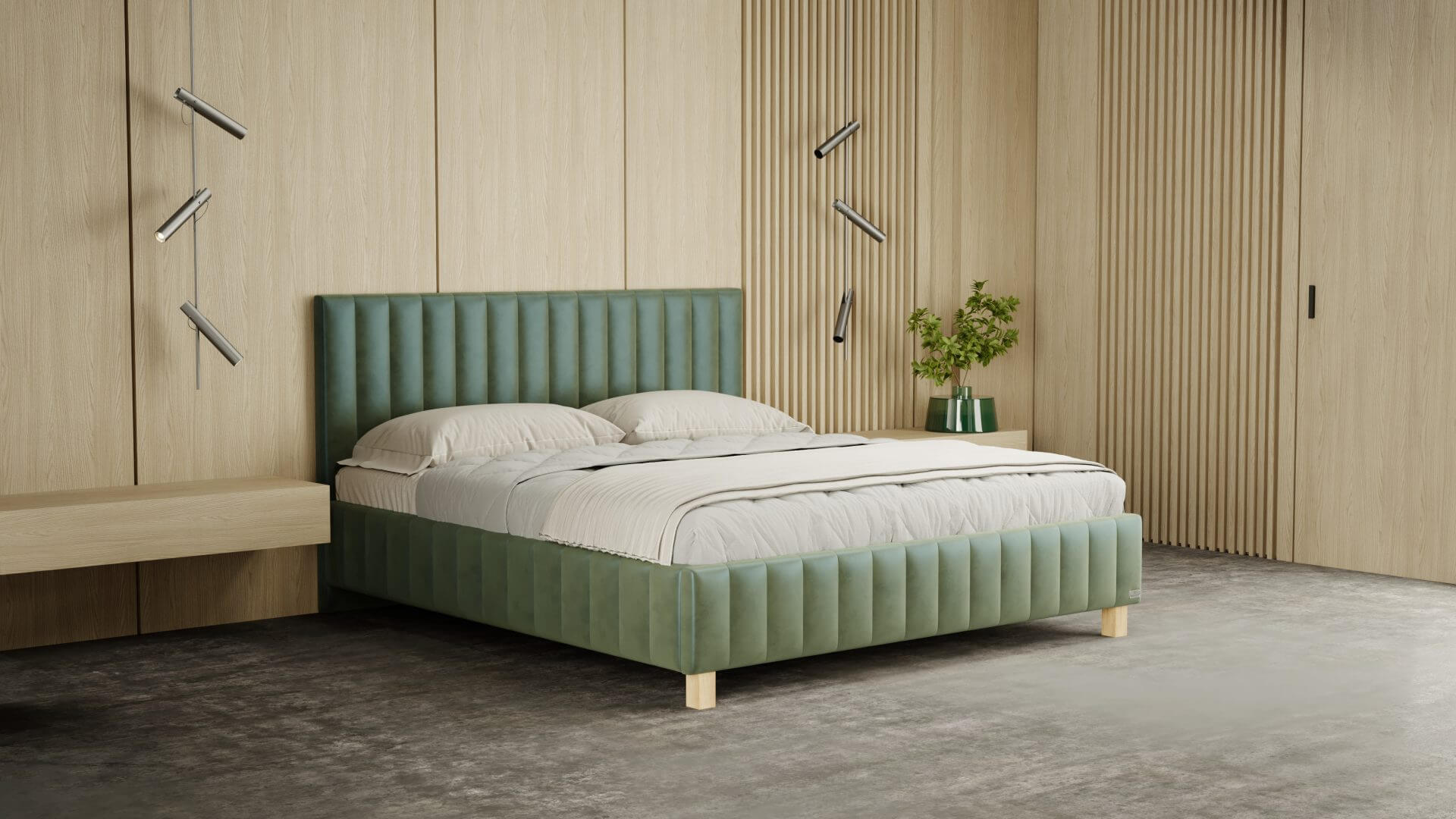 Postel s matrací v moderní ložnici pro hluboký spánek